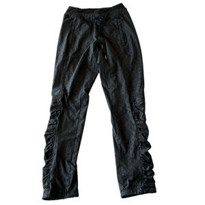 Lululemon Womens Sz 4 Runderful Pants Lace Play Embossed Black Two Layer Hiking